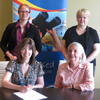 The Honourable Charlene Johnson proclaims Early Childhood Educators Week with Helen Sinclair, AECENL Board Member. Back row (left to right): Skye Taylor, AECENL Director of Professional Development and Mojca Bas, AECENL Registrar.