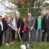 The Honourable Clyde Jackman, Minister of Education, joined students from Beaconsfield Junior High to officially mark the beginning of the construction phase of a new high school in the west end of St. John's. From left are: Kilbride MHA John Dinn, St. John's City Councillor Bruce Tilley, students Frances Winsor and Gabrielle Roche, Minister Jackman, student Jason Rumsey, St. John's West MHA Dan Crummell, student Jarrod Rumsey and Darrin Pike, Director of Education and CEO of the Newfoundland and Labrador English School District. September 6, 2013.