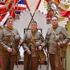 First World War interpreters in front of the Royal Newfoundland Regiment Colours at Government House – November 5, 2013
