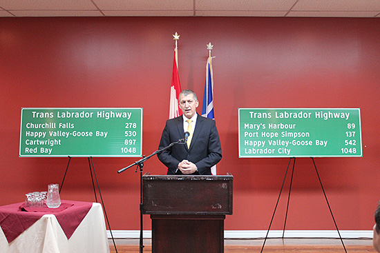 The Honourable Paul Davis, Minister of Transportation and Works was in Happy Valley-Goose Bay this morning as part of an $85 million joint announcement by the Federal and Provincial Government to widen and resurface Phases II and III of the Trans Labrador Highway.