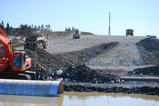 Construction crews work on Torbay By-pass