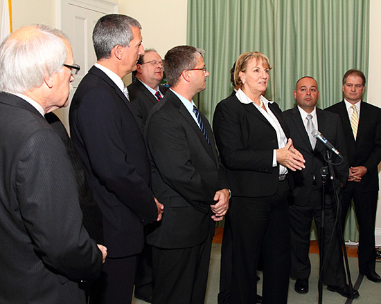Premier speaks with media following the announcement of changes to Cabinet.