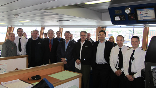 Group on the bridge of the Celtic Explorer